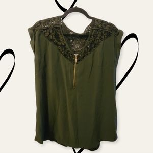 EXPRESS GREEN AND BLACK BLOUSE